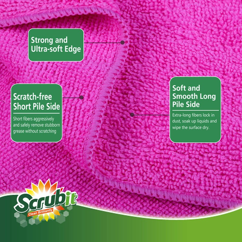 SCRUBIT Microfiber Cleaning Cloth Lint Free Towels for House, Kitchen, Cars, Windows -Ultra Absorbent and Super Soft Wash Cloths (24 Pack) - Image 3